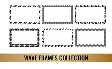 A set of simple stylish isolated frames with a wave pattern. vector Stock Illustration