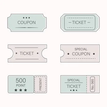 Set of simple templates for tickets and coupons Stock Illustration