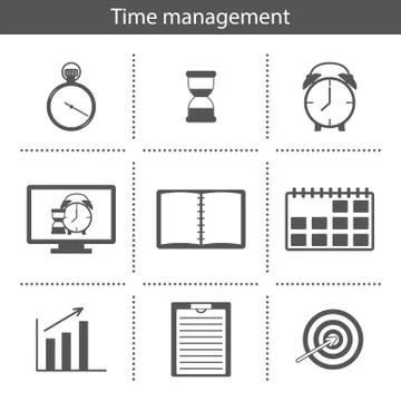 Set of simple time management icons Stock Illustration