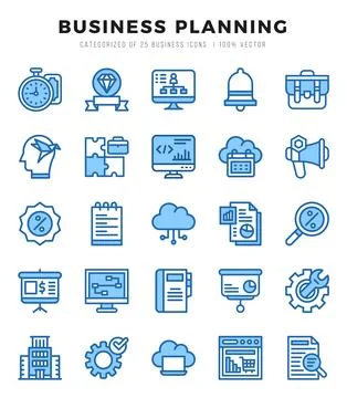 Set of simple Two Color Business Strategy Icons. Two Color art icons pack. Stock-Illustration