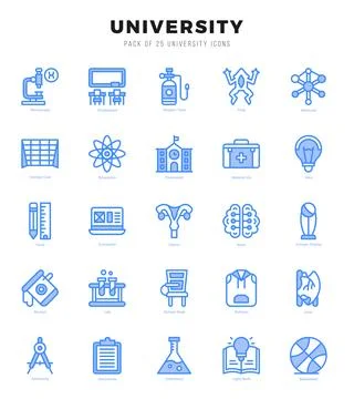 Set of simple Two Color University Icons. Two Color art icons pack. Stock Illustration