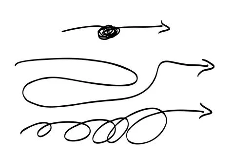 Set simple vector complicated way to destinantion sketch curl arrow single .. Ilustración de archivo