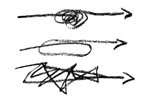 Set simple vector complicated way to destinantion sketch curl arrow single .. Ilustración de archivo