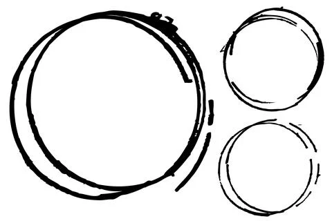 Set of simple vector doodle sketch black line circle frame Stockillustratie