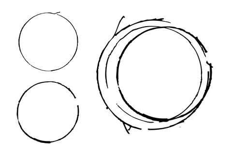 Set of simple vector doodle sketch black line circle frame Stock Illustration