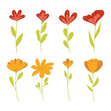 Set of simple Vector Flowers. Vector flat floral illustration Stock-Illustration
