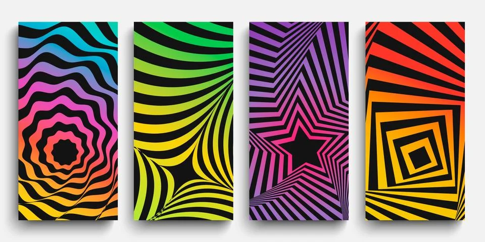 Set of simple vector geometric modern template design pattern banners. Stock Illustration