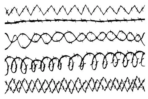 Set Simple Vector Hand Draw sketch of rectangle Barbed Wire Stock Illustration