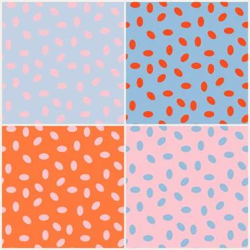 Set with simple vector seamless pattern and chaotic ovals Stock Illustration