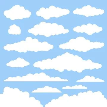 Set of simple white vector clouds. 스톡 일러스트