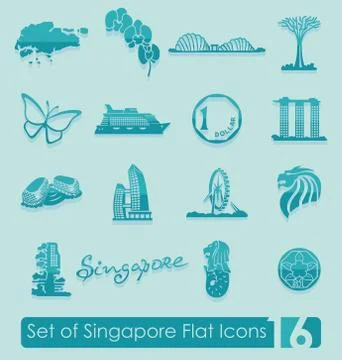 Set of Singapore icons Ilustración de archivo