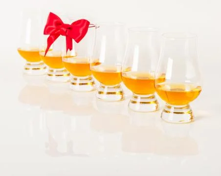 Set of single malt tasting glasses, single malt whisky in a glasses Stock Photos