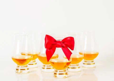 Set of single malt tasting glasses, single malt whisky in a glasses Stock Photos