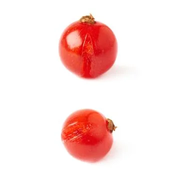 Set of Single Red Currant isolated over white background Stock Photos