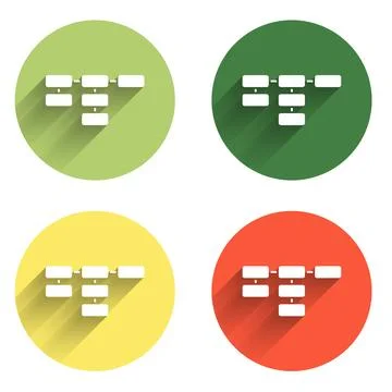 Set Site map icon isolated with long shadow background. Color circle button.. Stock Illustration