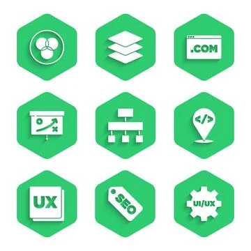 Set Site map, SEO optimization, UI or UX design, Front end development, Planning Stock Illustration