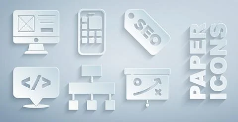 Set Site map, SEO optimization, Front end development, Planning strategy concept Stock Illustration