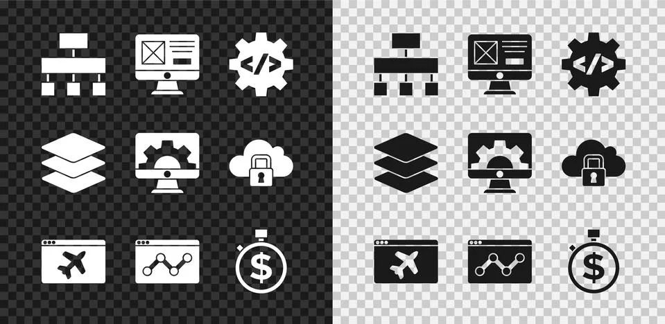 Set Site map, UI or UX design, Front end development, Website template, stati Stock Illustration