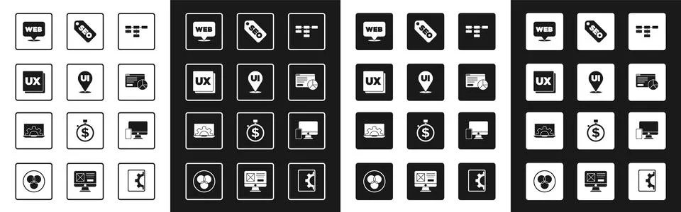 Set Site map, UI or UX design, Web and graphic, Website statistic, SEO opti.. 스톡 일러스트
