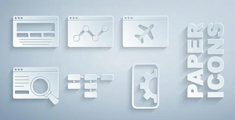 Set Site map, Website template, UI or UX design, development, statistic and icon Stock Illustration