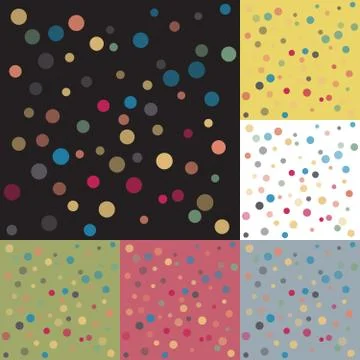 Set six backgrounds colored polka dots Stock Illustration