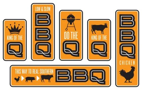 Set of six Barbecue emblems. Иллюстрация