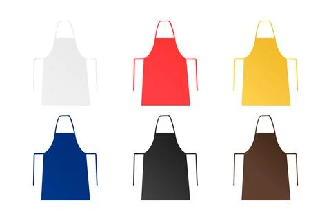 Set of six blank aprons isolated on white background Stock Illustration