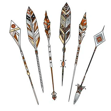 Set of six boho arrows, ethnic ornaments Illustrazione stock