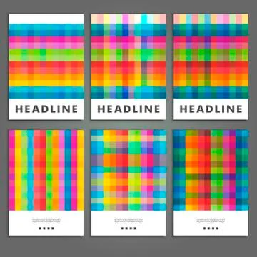 Set six book covers background of colored squares Stock Illustration