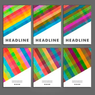 Set six book covers background of colored squares Stock Illustration