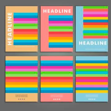 Set six book covers background of colored squares Stock Illustration