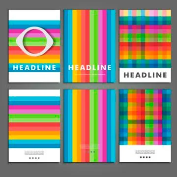 Set six book covers background of colored squares Stock Illustration