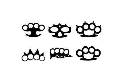 Set of Six Brass Knuckle. Vector icon. Stock Illustration