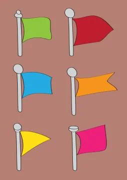 Set of Six Cartoon Flag Vector Icons Ilustración de archivo