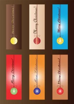 Set of six Christmas bookmarks in multiple colors vector - merry Christmas Stock Illustration