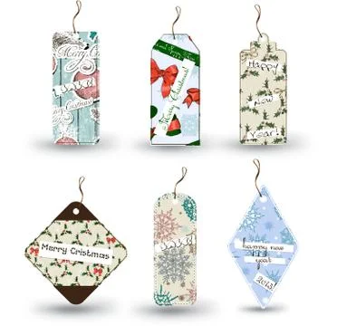 Set of six Christmas labels. Stock Illustration