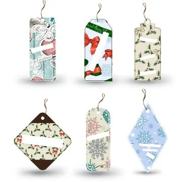 Set of six Christmas labels. Stock Illustration