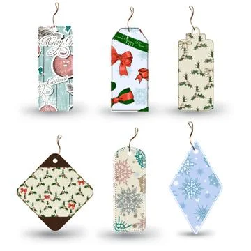 Set of six Christmas labels. Stock Illustration