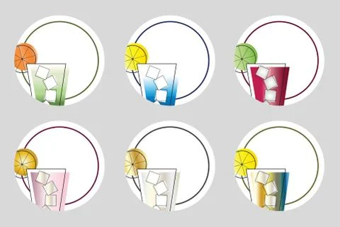 Set of six coasters vector - cocktail bar concept Stock Illustration