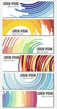 Set of six colorful abstract header banners Stock Illustration