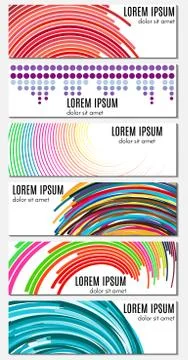 Set of six colorful abstract header banners with curved lines Stock Illustration