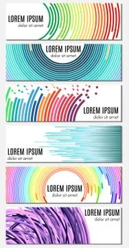 Set of six colorful abstract header banners with curved lines Illustrazione stock
