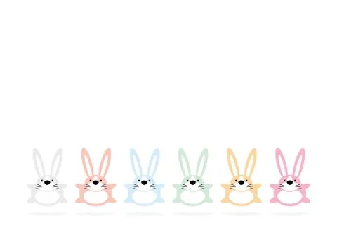 Set of six colorful easter bunnies Stock Illustration