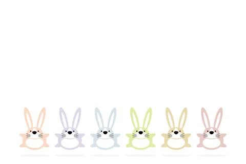 Set of six colorful easter bunnies Stock Illustration
