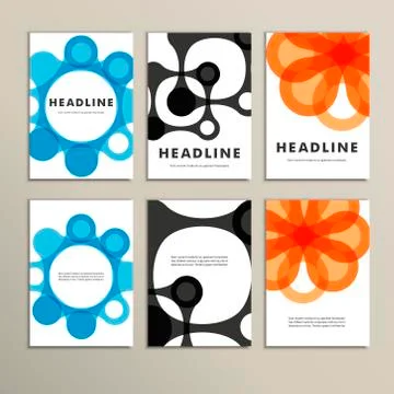 Set of six covers with abstract patterns Stock Illustration