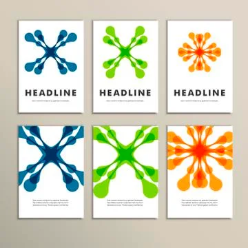 Set of six covers with abstract patterns Stock Illustration