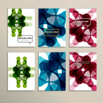 Set of six covers with abstract patterns Illustrazione stock