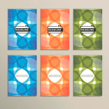 Set of six covers with abstract patterns Stock Illustration