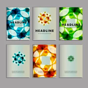 Set of six covers with abstract patterns Stock Illustration