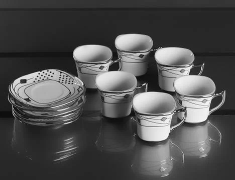 Set of six cups of coffee Stock-Fotos